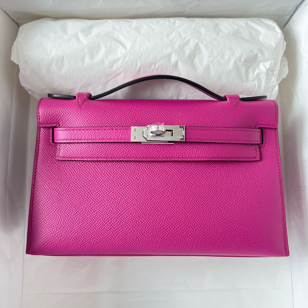 KELLY POCHETTE EPSOM L3 ROSE POUPRE PHW