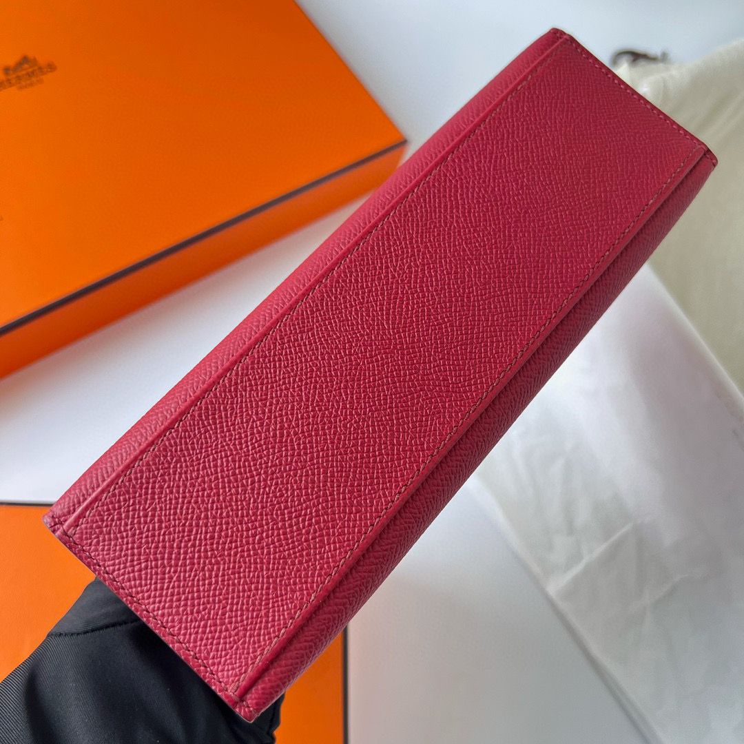 KELLY POCHETTE EPSOM K1 ROUGE GRENAT GHW