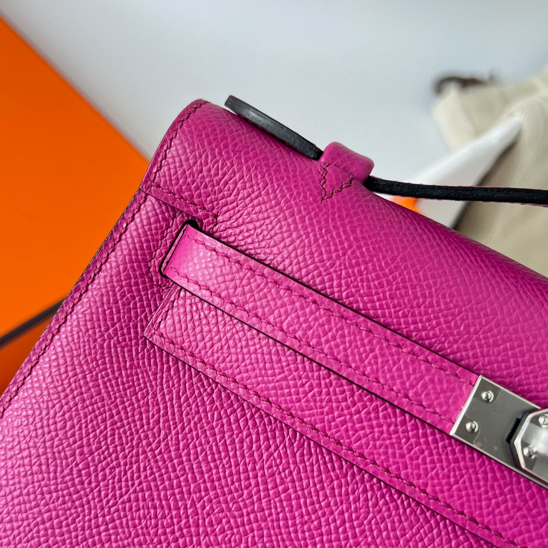 KELLY POCHETTE EPSOM L3 ROSE POUPRE PHW