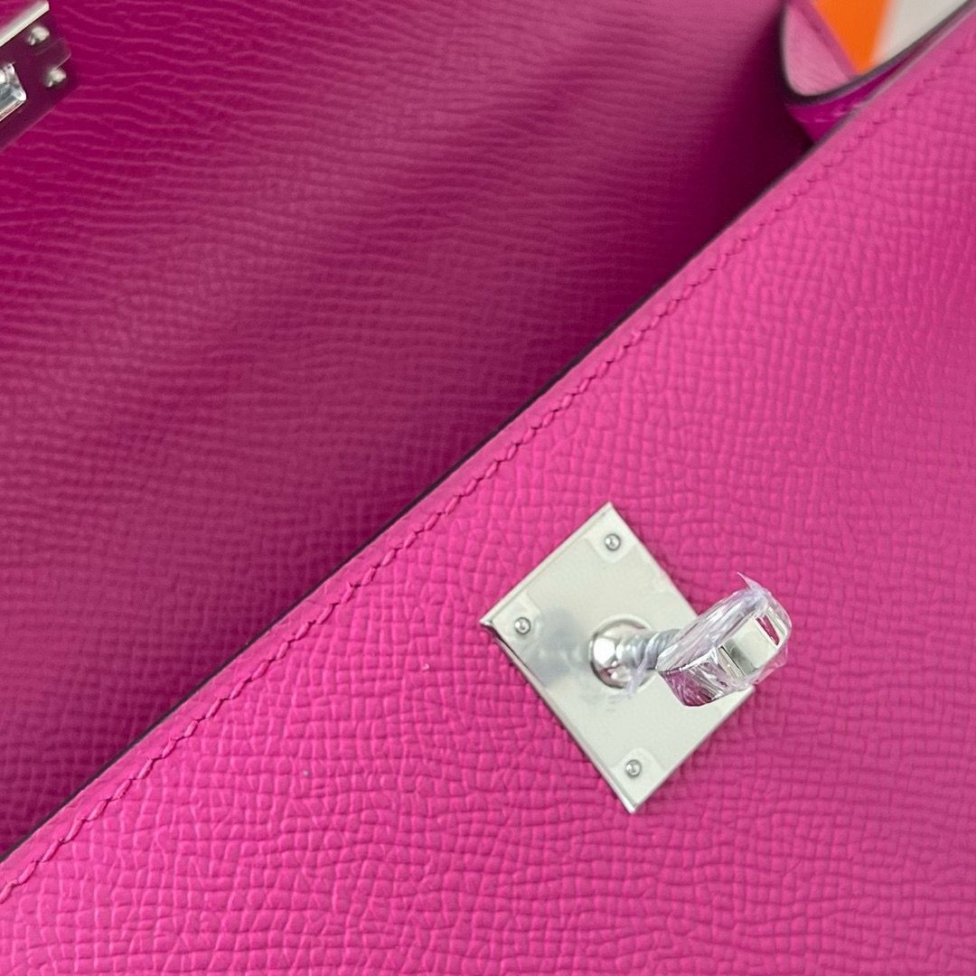KELLY POCHETTE EPSOM L3 ROSE POUPRE PHW