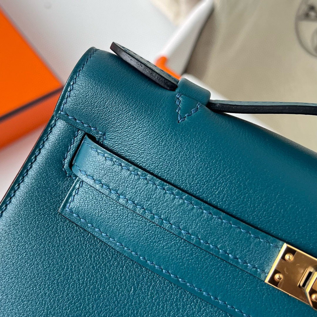 KELLY POCHETTE SWIFT W0 VERT BOSPHORE GHW