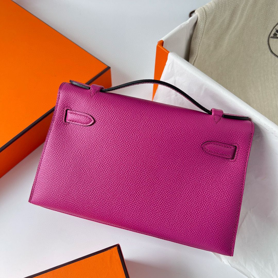 KELLY POCHETTE EPSOM L3 ROSE POUPRE PHW