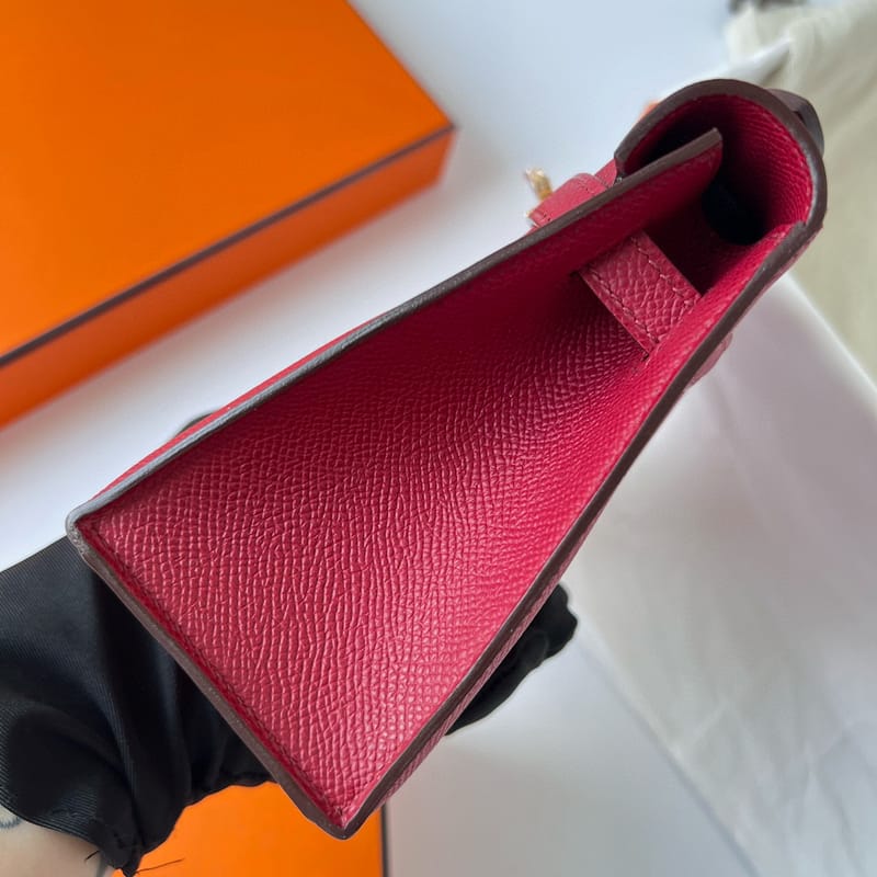 KELLY POCHETTE EPSOM K1 ROUGE GRENAT GHW