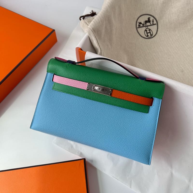 Kelly Pochette Epsom P3 Bleu Du Nord/u4 Vert Verigo/x9 Mauve Sylvestre/9j Feu/e5 Rose Tyrien/a5 Bouganinviller/t0 Blue Brume Phw