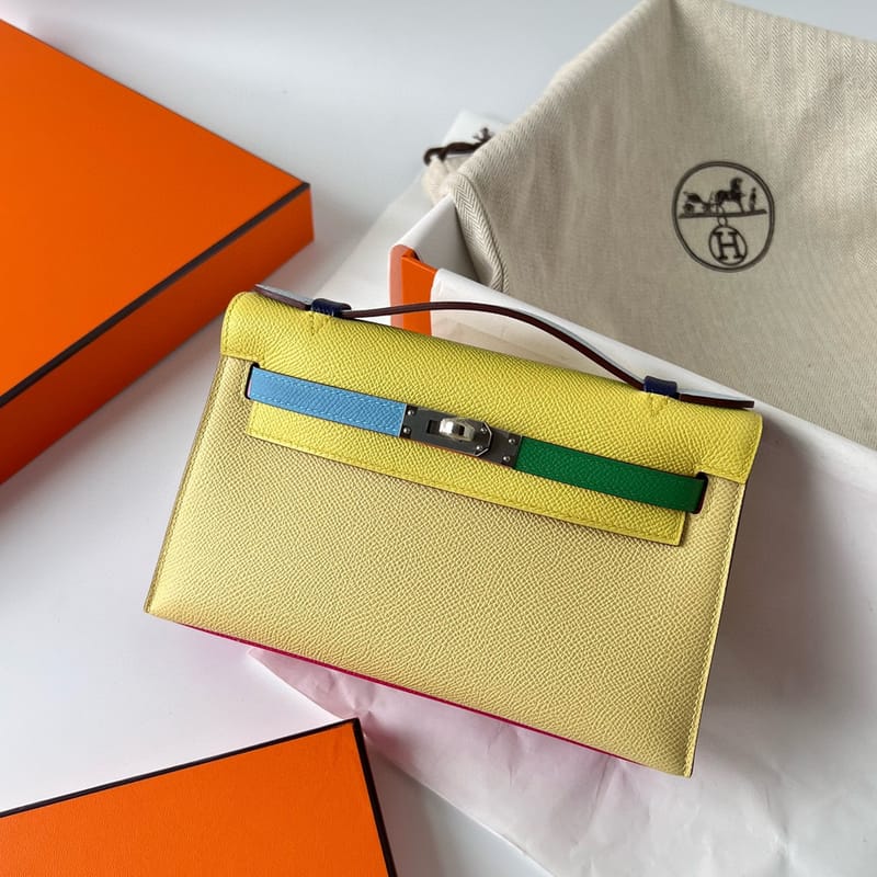 Kelly Pochette Epsom 9r Lime/1z Jaune Poussin/p3 Bleu Du Nord/u4 Vert Verigo//9j Feu/e5 Rose Tyrien/0 Blue Brume Phw