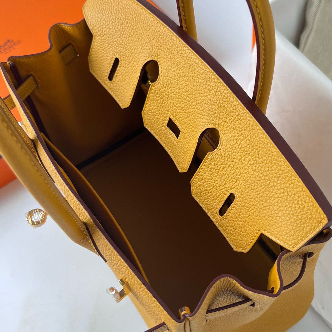 BIRKIN 25CM TAURILLON CLEMENCE 9D JAUNE AMBE GHW