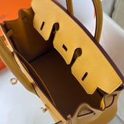 BIRKIN 25CM TAURILLON CLEMENCE 9D JAUNE AMBE GHW