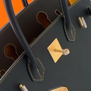 BIRKIN 30CM EPSOM 89 NOIR/9D JAUNE AMBE FROSTED GOLD HARDWARE