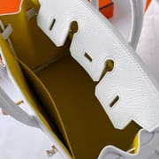BIRKIN 25CM CLEMENCE 01 PURE WHITE/9R LIME BRUSHED GOLD BUCKLE