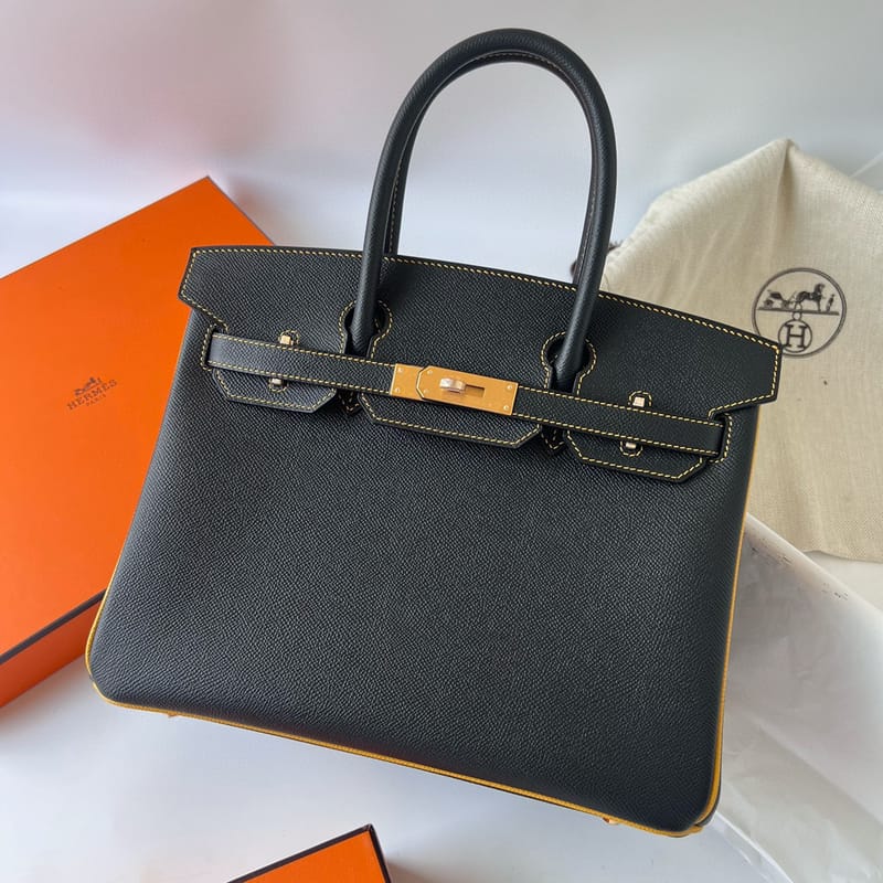 Birkin 30cm Epsom CK89 Noir/9D Jaune Ambre Bghw