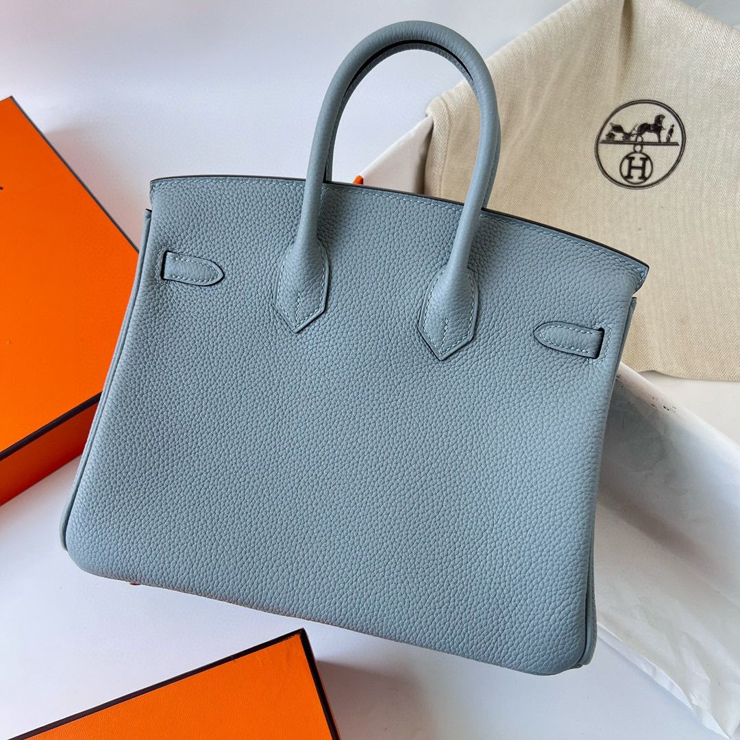 BIRKIN 25CM TAURILLON CLEMENCE J7 BLUE LIN PHW