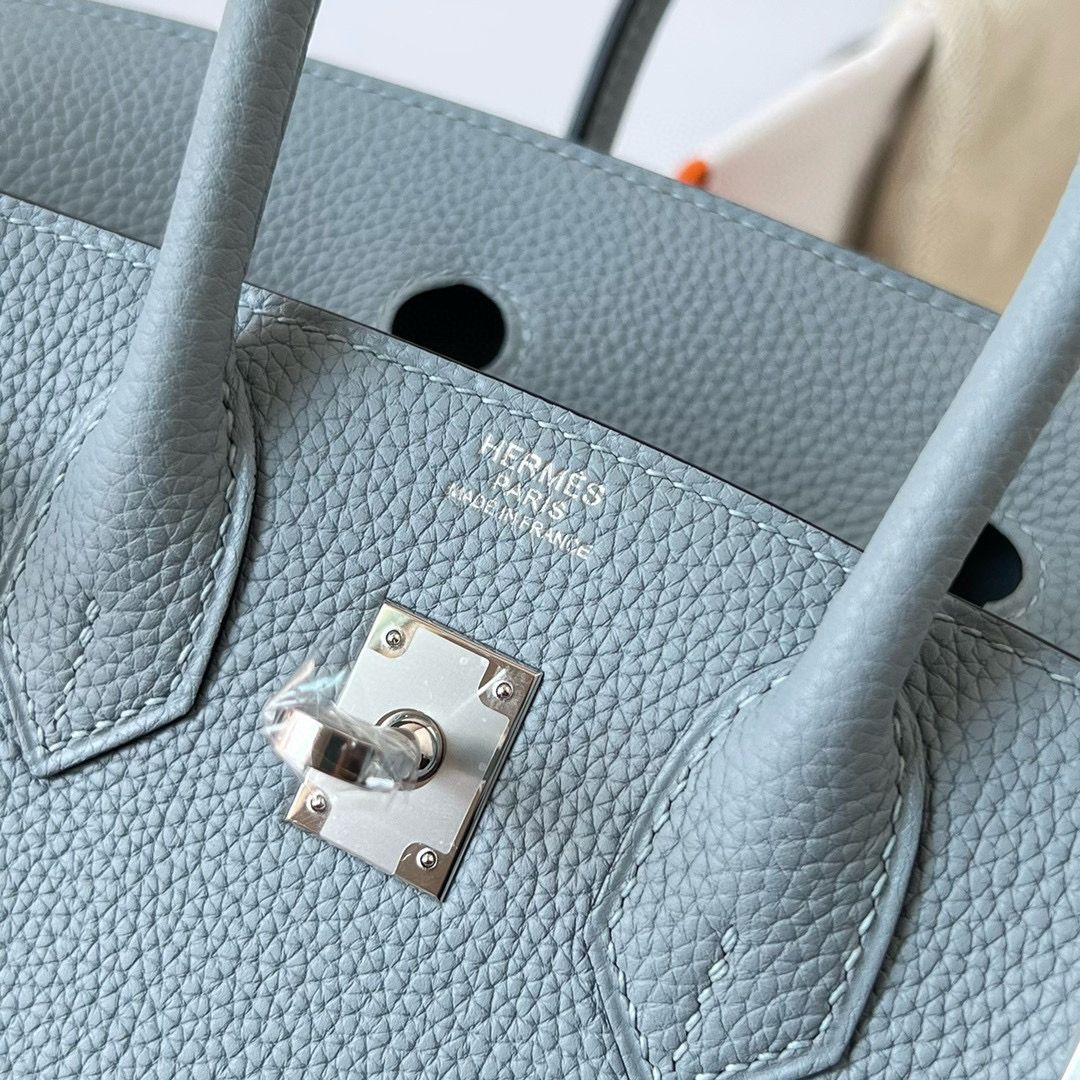 BIRKIN 25CM TAURILLON CLEMENCE J7 BLUE LIN PHW