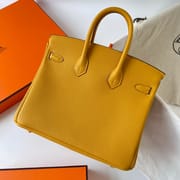 BIRKIN 25CM TAURILLON CLEMENCE 9D JAUNE AMBE GHW
