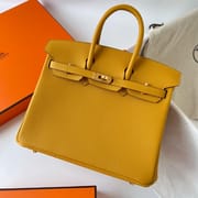BIRKIN 25CM TAURILLON CLEMENCE 9D JAUNE AMBE GHW