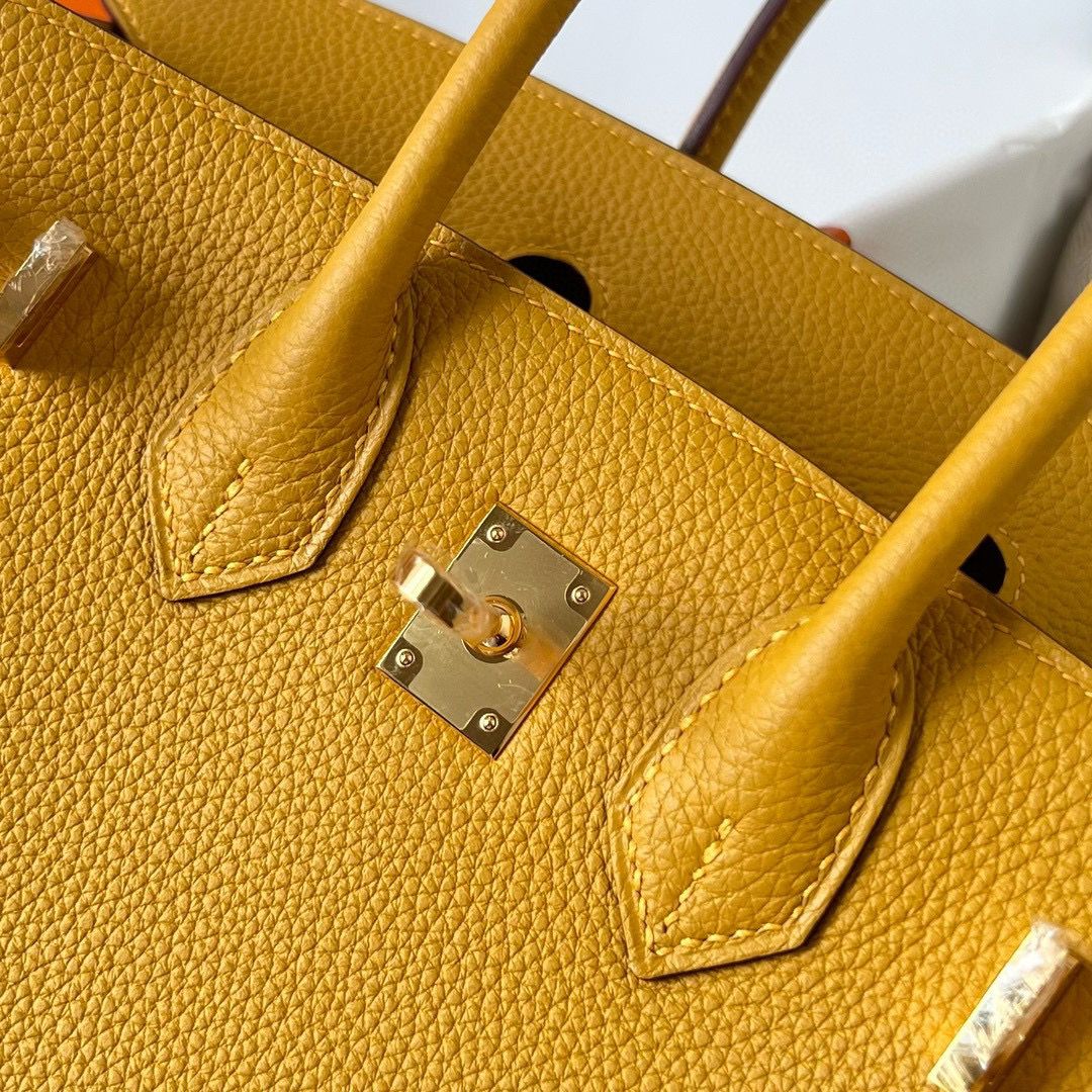 BIRKIN 25CM TAURILLON CLEMENCE 9D JAUNE AMBE GHW