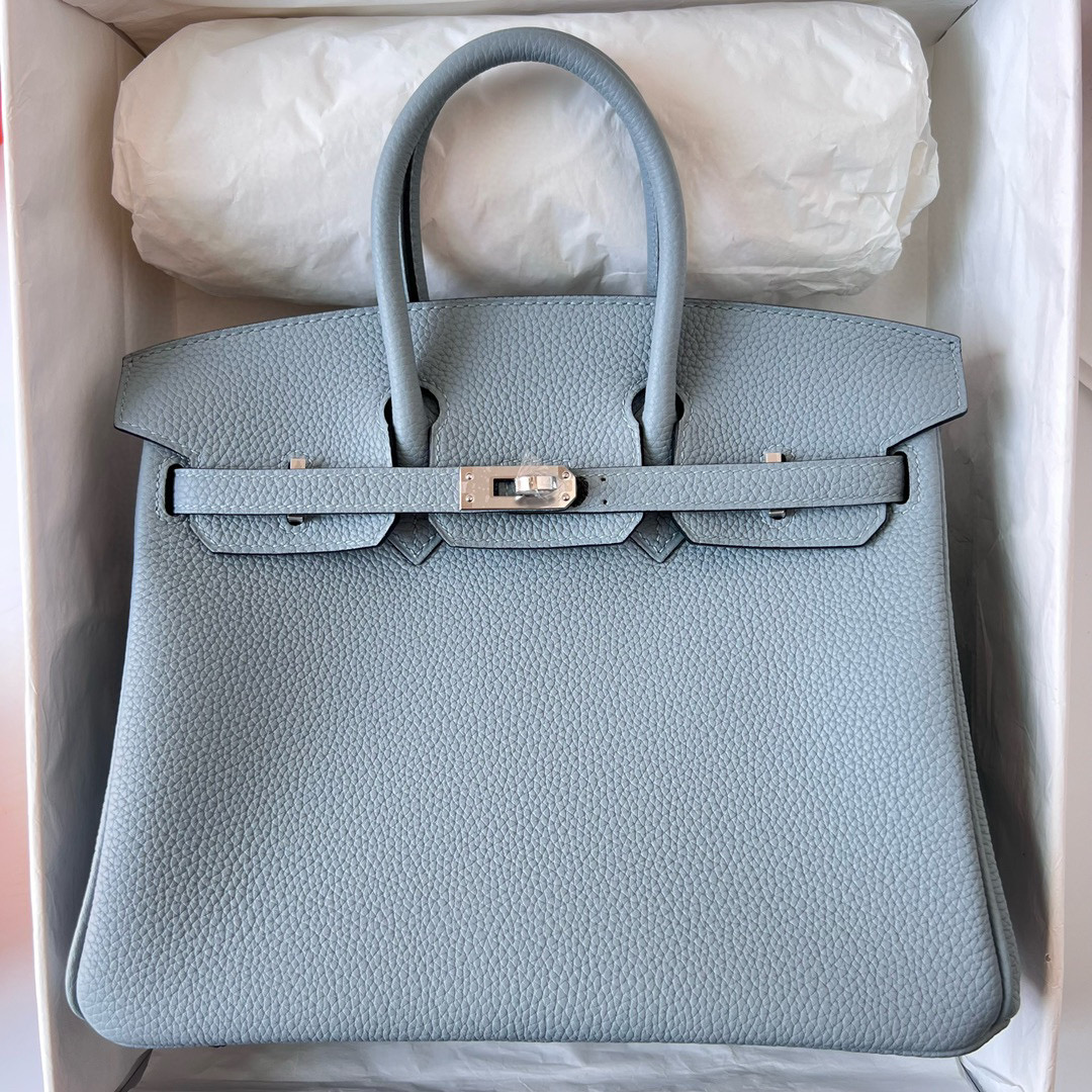 BIRKIN 25CM TAURILLON CLEMENCE J7 BLUE LIN PHW