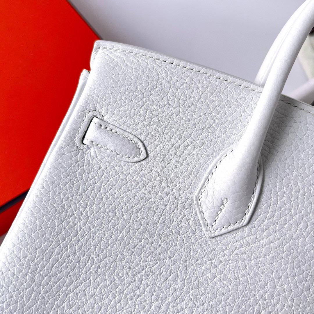 BIRKIN 25CM CLEMENCE 01 PURE WHITE/9R LIME BRUSHED GOLD BUCKLE