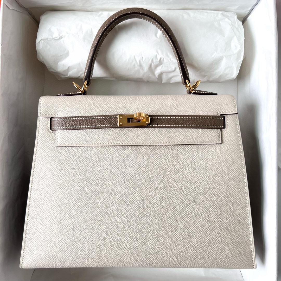 KELLY 25CM EPSOM SELLIER 10 CRAIE/18 ETOUPE GHW KELLY 25CM EPSOM SELLIER 10 CRAIE/18 ETOUPE GHW