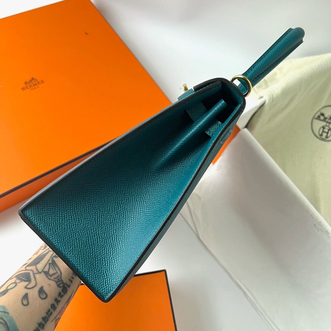 KELLY 25CM SELLIER EPSOM W0 VERT BOSPHORE GHW