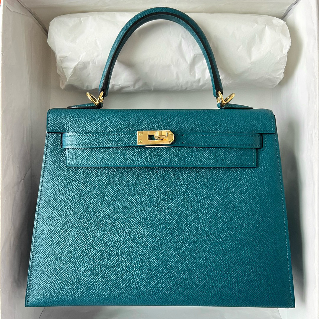 KELLY 25CM SELLIER EPSOM W0 VERT BOSPHORE GHW KELLY 25CM SELLIER EPSOM W0 VERT BOSPHORE GHW