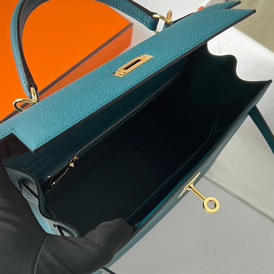 KELLY 25CM SELLIER EPSOM W0 VERT BOSPHORE GHW