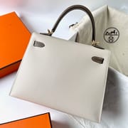 KELLY 25CM SELLIER EPSOM 10 CRAIE/18 ETOUPE GHW