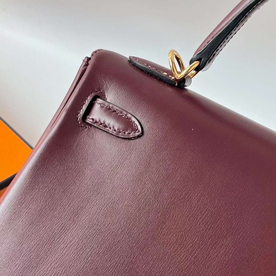 KELLY BOX CK57 BORDEAUX RED GOLD HARDWARE 25CM FULL HANDMADE GHW