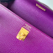 KELLY CHEVRE P9 ACTINIAE PURPLE GOLD HARDWARE GHW 25CM FULL HANDMADE