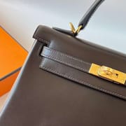 KELLY BOX CK46 EBONY GOLD HARDWARE 25CM FULL HANDMADE GHW