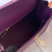 KELLY CHEVRE P9 ACTINIAE PURPLE GOLD HARDWARE GHW 25CM FULL HANDMADE