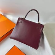 KELLY BOX CK57 BORDEAUX RED GOLD HARDWARE 25CM FULL HANDMADE GHW