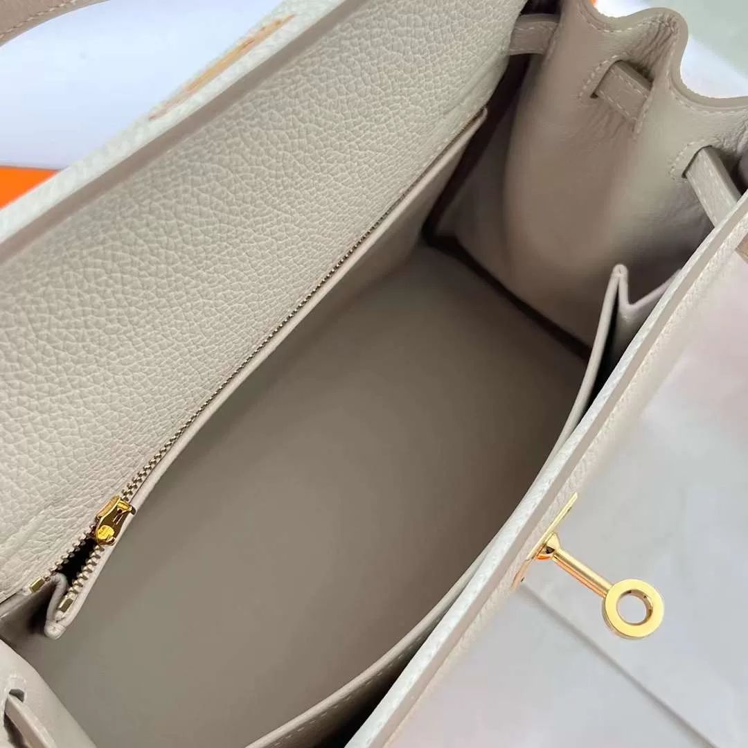 KELLY TOGO CK10 CREAMY WHITE GOLD HARDWARE GHW 25CM FULL HANDMADE