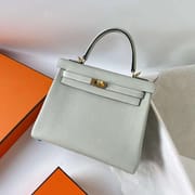 KELLY TOGO 0W CRYSTAL GREY GOLD HARDWARE 25CM FULL HANDMADE GHW