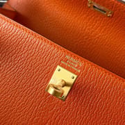 KELLY CHEVRE CK93 ORANGE GOLD HARDWARE GHW 25CM FULL HANDMADE