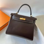 KELLY BOX CK46 EBONY GOLD HARDWARE 25CM FULL HANDMADE GHW