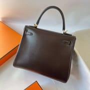 KELLY BOX CK46 EBONY GOLD HARDWARE 25CM FULL HANDMADE GHW
