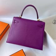 KELLY CHEVRE P9 ACTINIAE PURPLE GOLD HARDWARE GHW 25CM FULL HANDMADE
