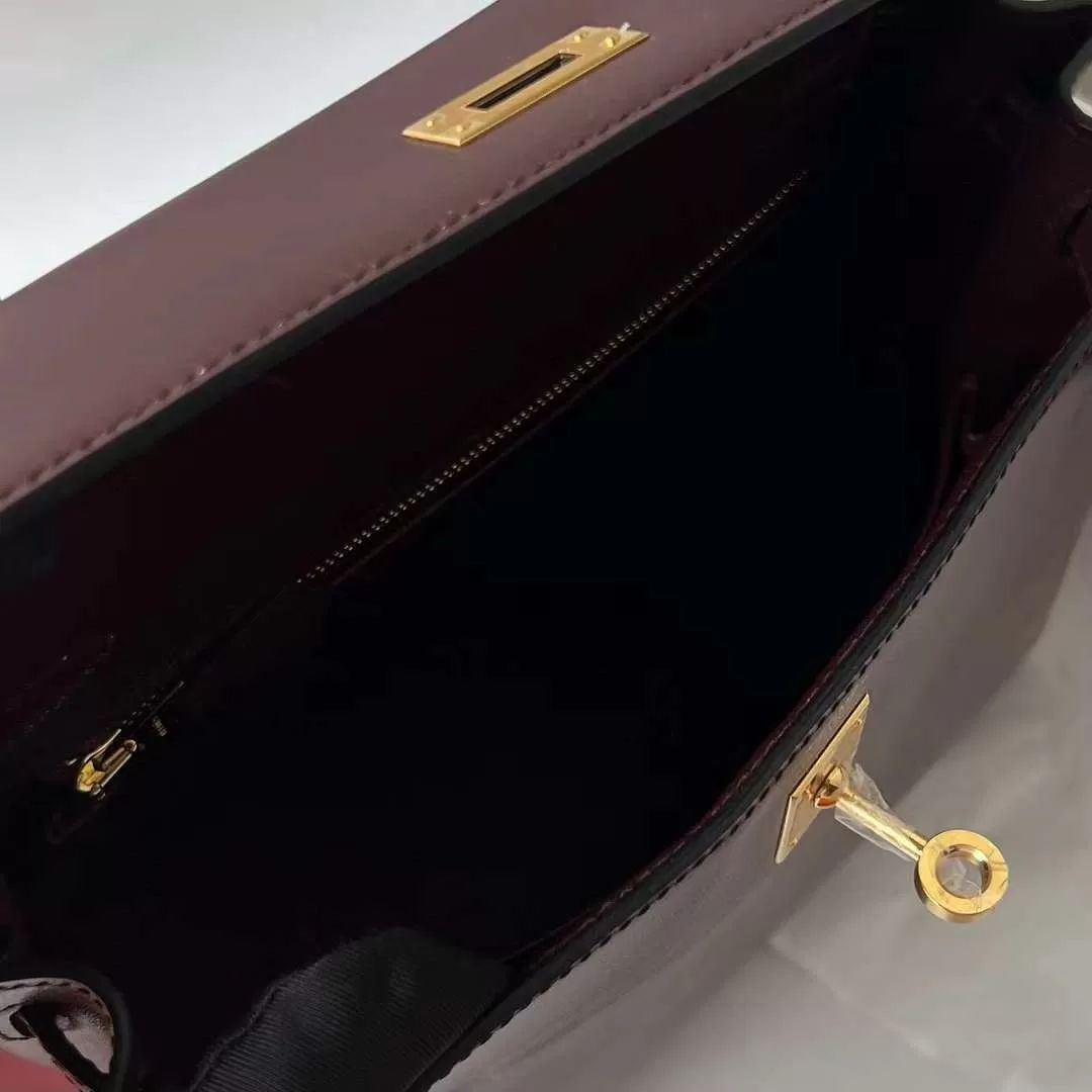 KELLY BOX CK57 BORDEAUX RED GOLD HARDWARE 25CM FULL HANDMADE GHW