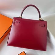 KELLY BOX CK55 BROWNISH RED GOLD HARDWARE GHW 25CM FULL HANDMADE