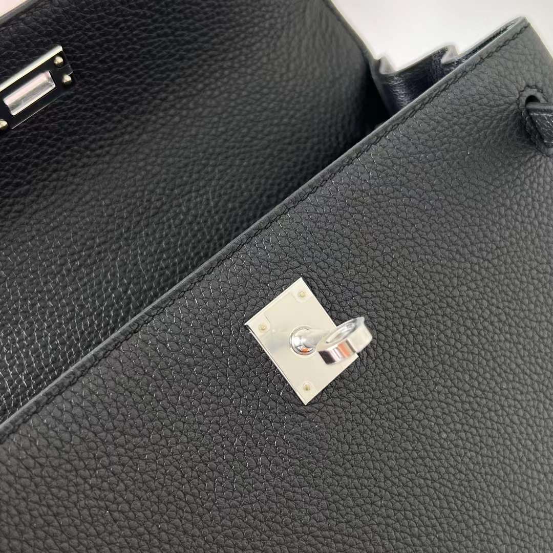 KELLY TOGO CK89 BLACK SILVER HARDWARE PHW 25CM FULL HANDMADE