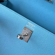 KELLY EPSOM 7N CANDY BLUE SILVER HARDWARE PHW 25CM FULL HANDMADE