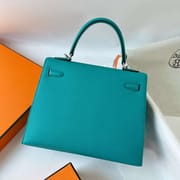 KELLY EPSOM U1 VERONA GREEN & 8W NEW LIPSTICK PINK SILVER HARDWARE PHW 25CM FULL HANDMADE