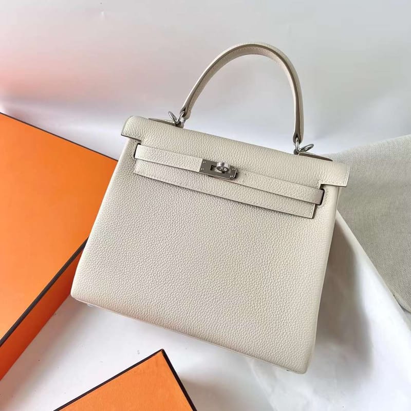 Kelly 25cm Togo Ck10 Creamy White Silver Hardware Phw Full Handmade