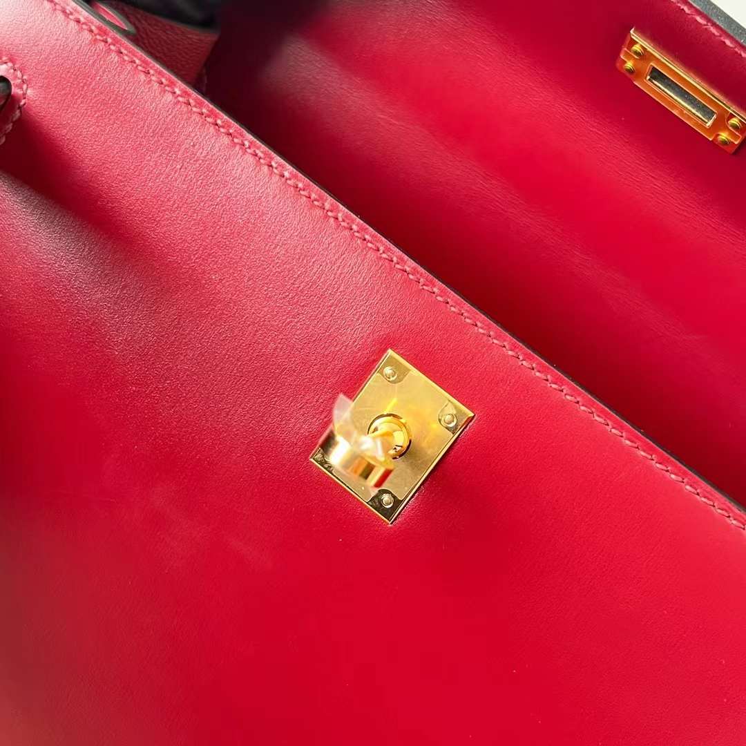 KELLY BOX CK55 BROWNISH RED GOLD HARDWARE GHW 25CM FULL HANDMADE