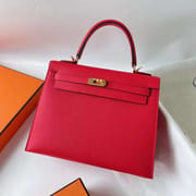 KELLY EPSOM S3 BRIGHT RED GOLD HARDWARE GHW 25CM FULL HANDMADE
