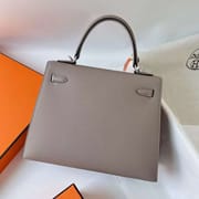 KELLY EPSOM M8 ASPHALT GREY SILVER HARDWARE PHW 25CM FULL HANDMADE