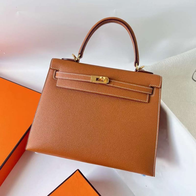 KELLY EPSOM CK37 GOLDEN BROWN GOLD HARDWARE GHW 25CM FULL HANDMADE