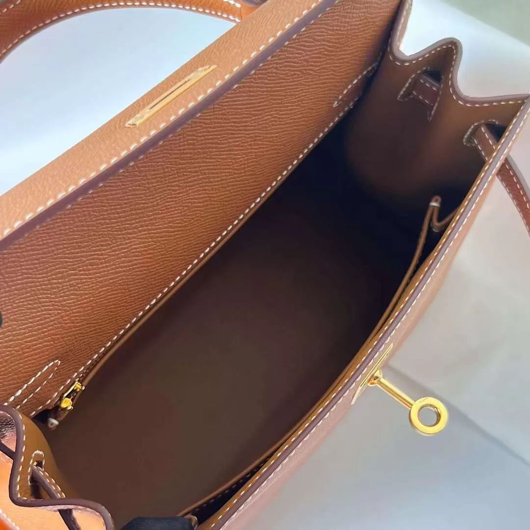 KELLY EPSOM CK37 GOLDEN BROWN GOLD HARDWARE GHW 25CM FULL HANDMADE