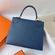 KELLY EPSOM S4 DEEP BLUE GOLD HARDWARE GHW 25CM FULL HANDMADE