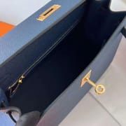 KELLY EPSOM S4 DEEP BLUE GOLD HARDWARE GHW 25CM FULL HANDMADE